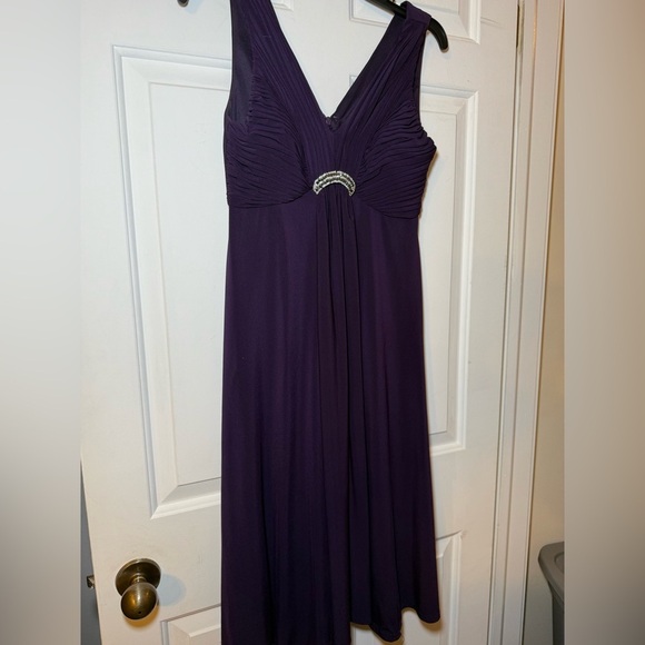 Vintage Jessica Howard Purple Aline Dress Pleated V Neckline Rhinestones Sz 6P - Picture 2 of 8